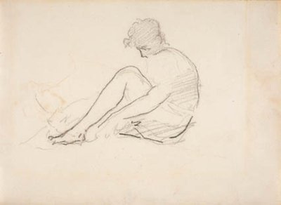 Sittande kvinna (en ljus skiss av en mans huvud) av Édouard Manet