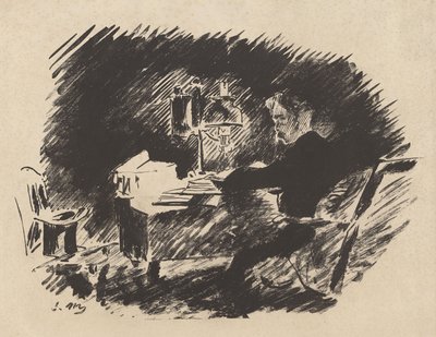 Under lampan, från Stéphane Mallarmés översättning av Edgar Allan Poes "Korpen" av Édouard Manet