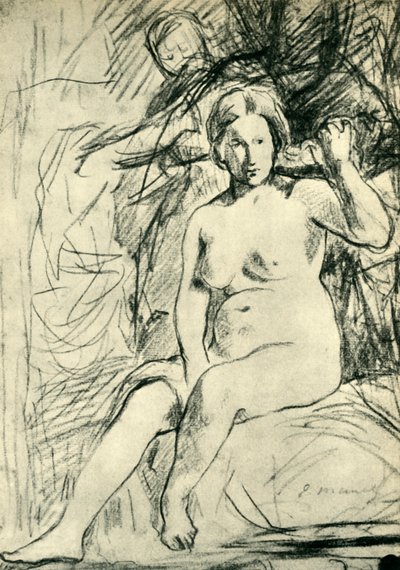 Studie av en sittande naken La Toilette, 1858-1860, 1943. av Édouard Manet