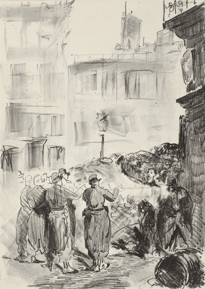 Barrikaden, 1871, tryckt 1884 av Édouard Manet