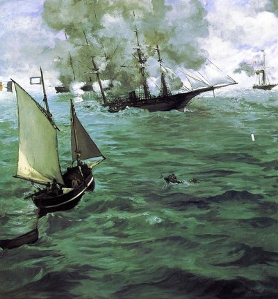 Slaget om Kearsarge och Alabama av Édouard Manet
