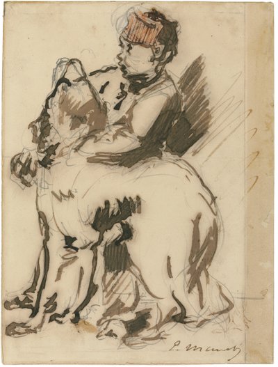 Barnet och hunden av Édouard Manet