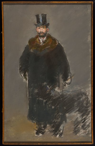 Mannen med hunden, ca 1882 (pastell på duk, preparerad med grå gouacheslipad) av Édouard Manet