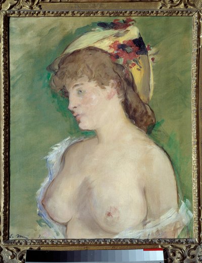 Blondinen med topless målning av Edouard Manet (1832-1883) av Édouard Manet