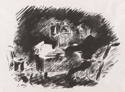 Under lampan, ur Stéphane Mallarmés översättning av Edgar Allan Poes Korpen av Édouard Manet