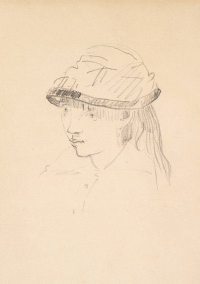 Ung flicka i rund hatt, 1878-79 (grafit på papper) av Édouard Manet