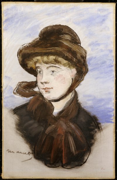 Ung flicka i en brun hatt, 1882 av Édouard Manet