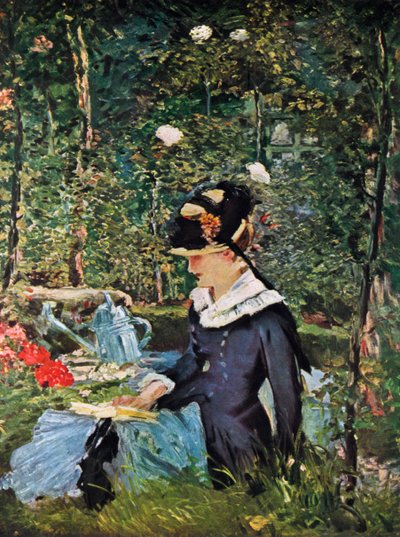 Ung flicka på tröskeln till trädgården vid Bellevue, 1880. av Édouard Manet