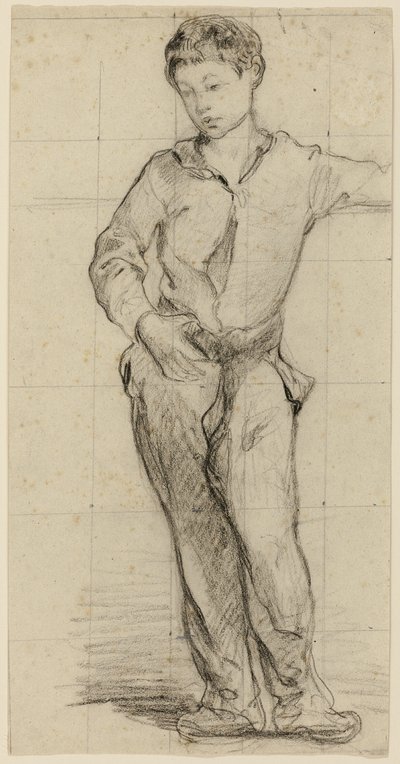 Ung man stående (Léon Leenhoff) (rekto); Skiss av stående pojke (verso) av Édouard Manet