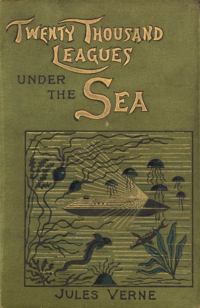 Omslag till Jules Vernes "Tjugotusen Leagues Under The Sea", ca 1870 (bokomslag) av Edouard & Neuville Alphonse Marie Adolphe de (1835 85) Riou