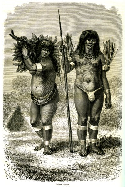 Ett par Ticuna-indianer från Peru av Edouard Riou