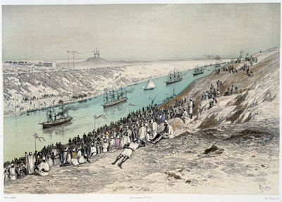 Passage till El-Guisr i "" Invigning av Suezkanalen av G. Nicole. 1869 av Edouard Riou