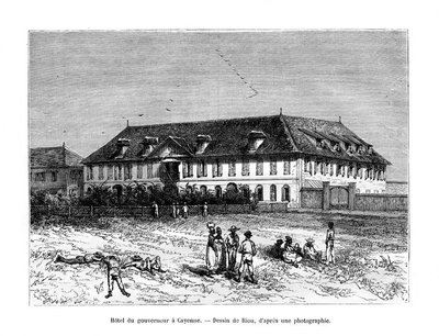 Guvernörens hus, Cayenne, Franska Guyana, Sydamerika, 1800-talet av Edouard Riou