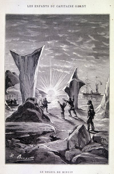 Midnattssolen i "The Children of Captain Grant" av Jules Verne av Edouard Riou