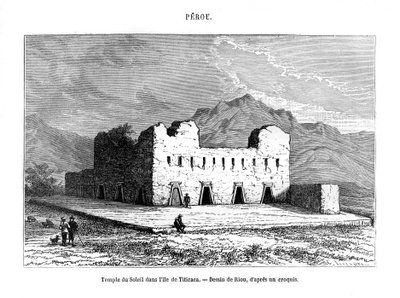 Solens tempel på ön Titicaca, Peru, 1800-talet av Edouard Riou