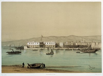 Utsikt över kanalen i "" Invigning av Canal de suez av G. Nicole. 1869 av Edouard Riou
