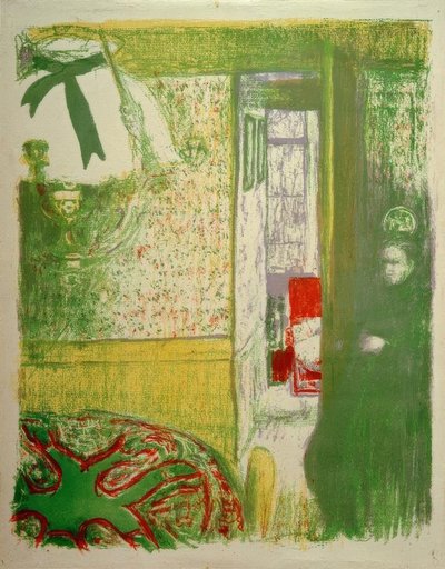 Inredning med hängande lampa av Edouard Vuillard
