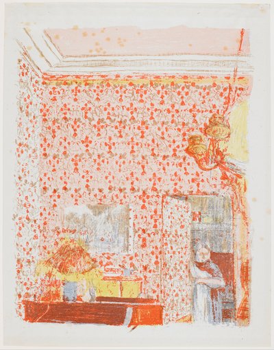 Interiör med rosa hängen I av Edouard Vuillard