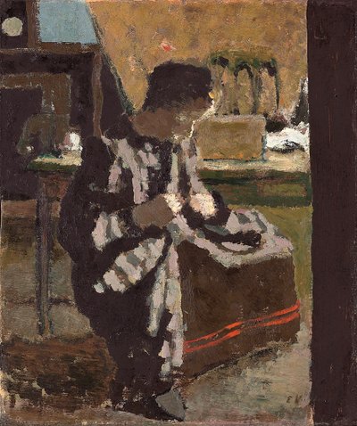 La Couture, ca 1893 (olja på papper nedlagd ombord) av Edouard Vuillard