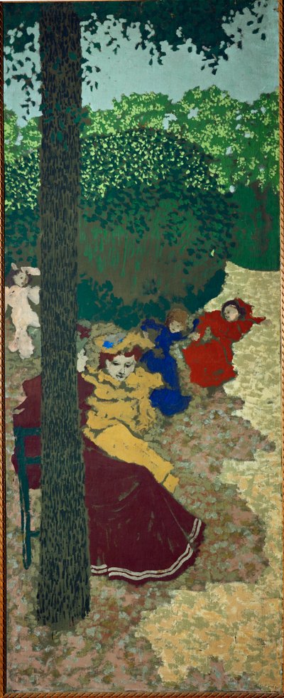 Små flickor som leker;från Vuillards från Vuillards serie om offentliga trädgårdar (målning på duk) av Edouard Vuillard