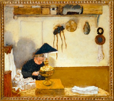 Madame Vuillard syr ... (olja på duk) av Edouard Vuillard