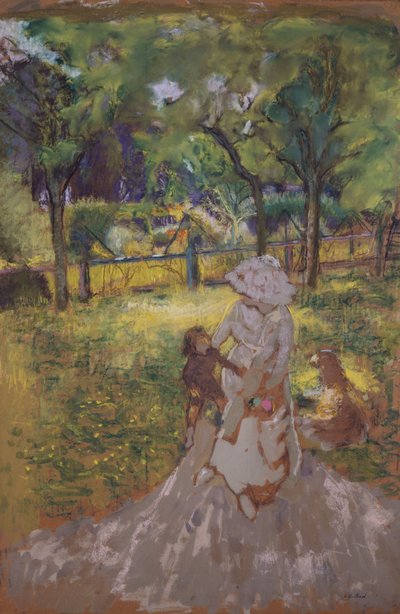 Mor och barn i trädgården av Edouard Vuillard