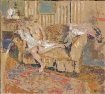 Naken i den randiga salongen, ca. 1905. av Edouard Vuillard