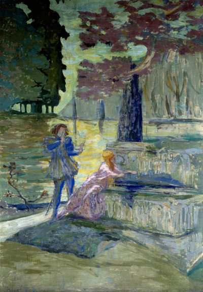 Pelleas et Melisande Illustration till operan av Claude Debussy (1862-1918) med samma namn. Målning av Edouard Vuillard (1868-1940) 1900-talets Paris, komedi av Champs Elysees av Edouard Vuillard