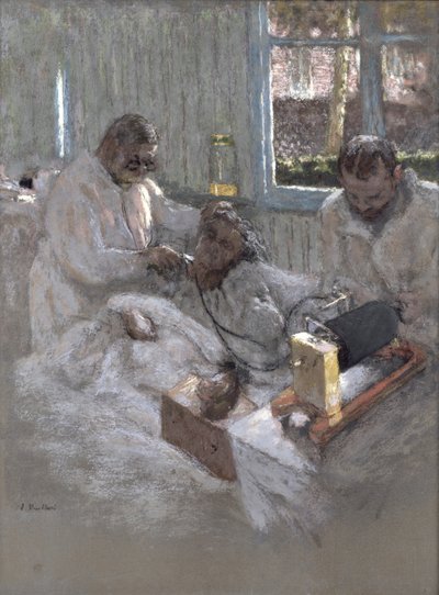 Kardiologen Henri Vaquez (1860-1936) och hans assistent, doktor Parvu, vid la Pitie, ca 1918-21 (pastellfärgad på papper) av Edouard Vuillard