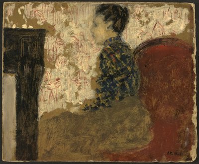 Kvinna som sitter vid brasan av Edouard Vuillard