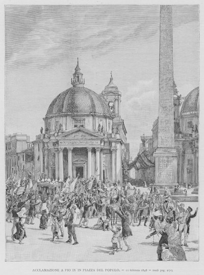 Acklamation till Pius IX på Piazza del Popolo av Edouardo Matania