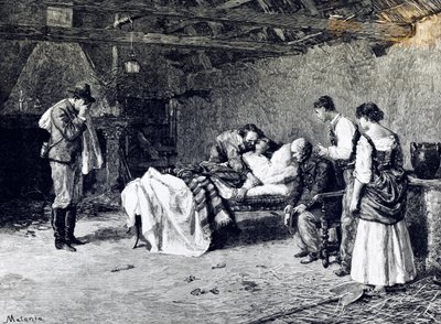 Anita Garibaldis död på markis Guicciolis gård (illustration) av Edouardo Matania