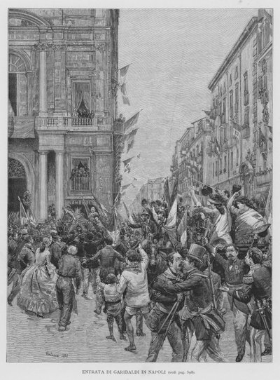Garibaldis inträde i Neapel (gravyr) av Edouardo Matania