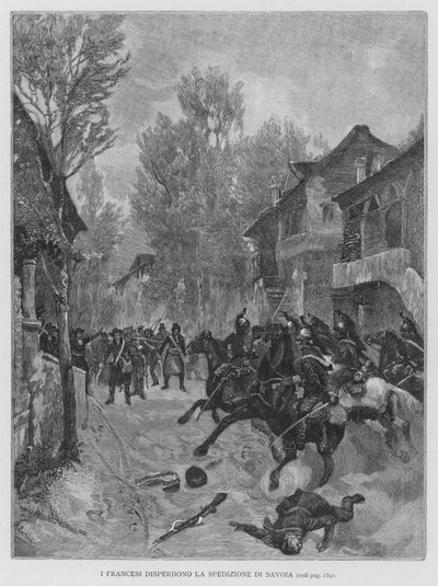 Fransmännen skingra The Savoy Expedition (gravyr) av Edouardo Matania