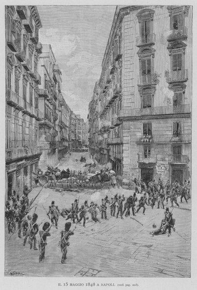 Den 15 maj 1848 i Neapel (gravyr) av Edouardo Matania