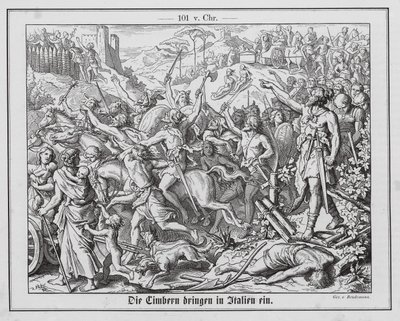 Invasion av romerskt territorium av cimbrerna av Eduard Bendemann