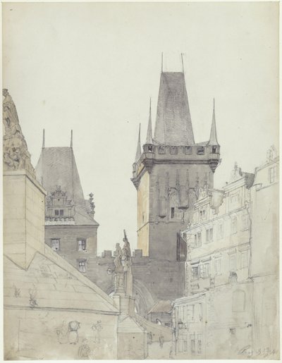 Moldaubron i Prags Lillsida av Eduard Gaertner