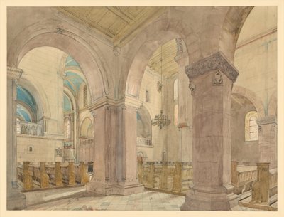 Interiör av Sankt Peters stiftskyrka på Petersberg nära Halle an der Saale av Eduard Gaertner