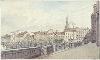 Mühlendamm och Burgstraße i Berlin av Eduard Gaertner