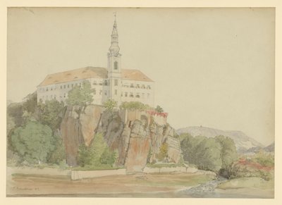 Slott vid floden (Donau?) av Eduard Gaertner