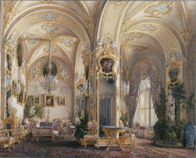Interiörer av Vinterpalatset. Salongen i rokokostil med amoriner, 1860-talet av Eduard Hau