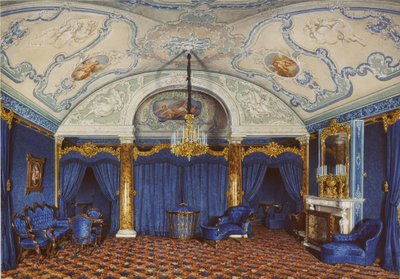 Interiörer av Vinterpalatset. Den fjärde reserverade lägenheten. Ett sovrum, 1868 av Eduard Hau