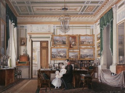 Interiörer av Vinterpalatset. Studien av kejsar Alexander II, 1850-talet av Eduard Hau