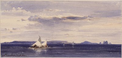 Utsikt från havet över kusten vid Pernambuco (Recife) av Eduard Hildebrandt