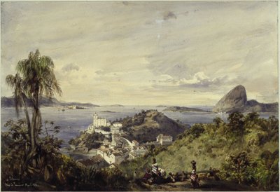 Rio de Janeiros vik med Corcovado av Eduard Hildebrandt