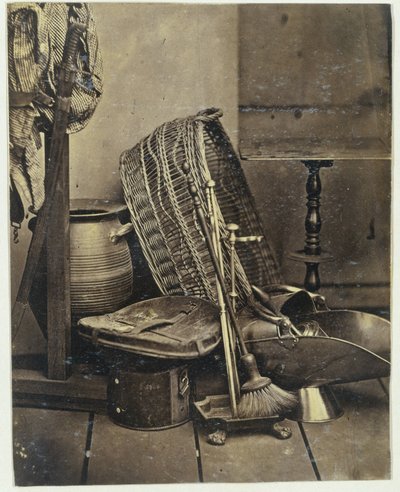 Stilleben med epee, korg och spisförnödenheter av Eduard Isaac Asser