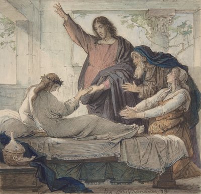 The Raising of the Daughter of Jairus, 1873. av Eduard Julius Friedrich Bendemann