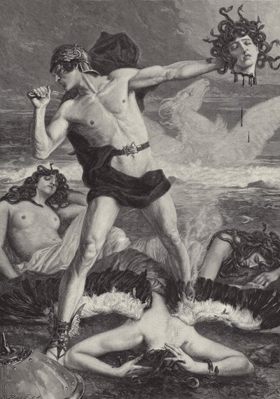 Perseus öppnar Medusas huvud av Eduard Kaempffer