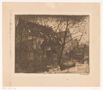 Baksidor av hus längs vattnet av Eduard Karsen (signed by artist)