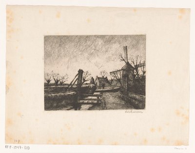 Stig med bro längs ett dike av Eduard Karsen (signed by artist)